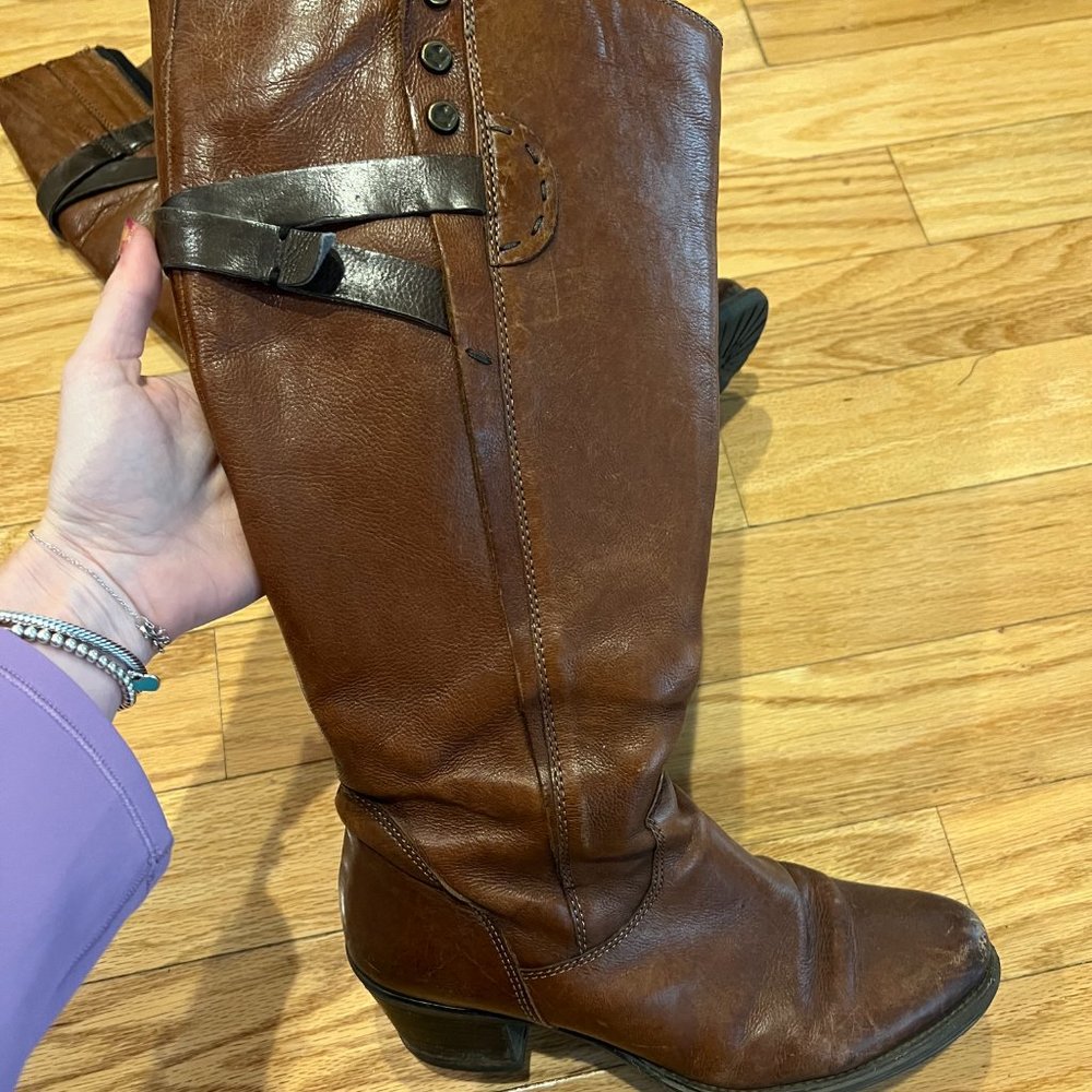 Clarks brown leather tall riding boots
